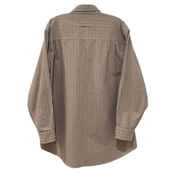 Woolrich Shirt Mens Large Deep Beige Plaid Button Front Long Sleeve Cotton - Picture 2 of 8